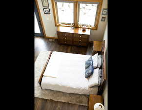 View of main floor bedroom from Loft.