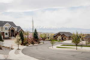 View of  neighborhood, with Wellsville Range in the distance.