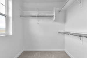 Spacious closet with carpet floors
