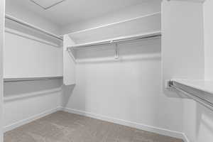 Spacious closet with carpet flooring