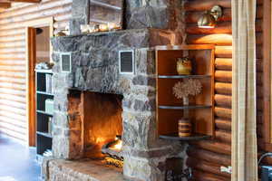 Interior details with visible vents and rustic walls