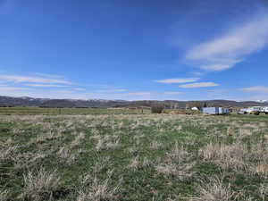 View of yard with a mountain view and a rural view
