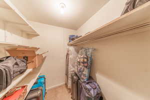 Large storage closet off basement family room.