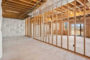 Full Walk-out lower level with 10' ceilings, Insulated, framed, rough plumbing and electrical complete.