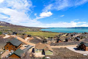 Birds eye view of property with unobscured  Bear Lake, pasture and  mountain view, approximately 1 mile from the shoreline of Bear Lake
