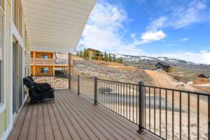 Trex deck with wrought iron view railing