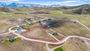 Drone / aerial view with a mountain view