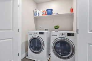 Clothes washing area with independent washer and dryer and laundry area