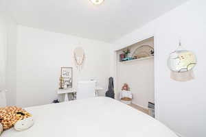 Bedroom featuring carpet