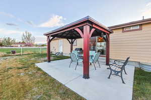View of patio / terrace featuring a gazebo