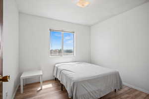 Bedroom featuring baseboards and wood finished floors