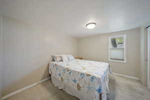 Bedroom featuring baseboards and carpet floors
