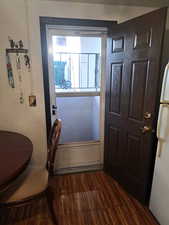 Entryway featuring dark wood finished floors