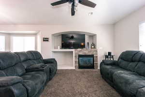Brick built-in fireplace and wood storage!  What is better to take the chill off a room than a cozy fireplace!