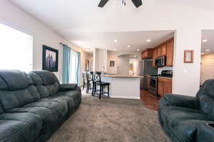 Another view looking into the kitchen and walkways