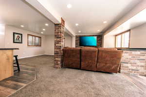ADU space with a Living/family area with a lot of great recessed lighting.