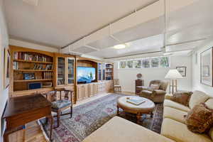 Living room featuring wood finished floors