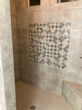 Full bathroom with tiled shower