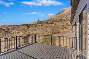 Wooden deck with a mountain view