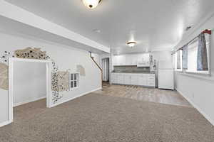 Downstairs living area and kitchenette