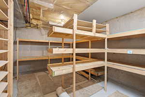 Huge storage room with built-in shelves