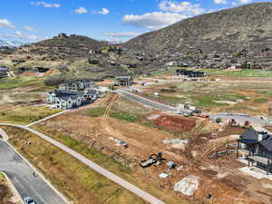 Aerial view featuring a mountain view