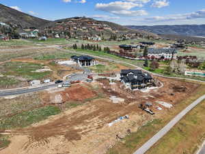Aerial view featuring a mountain view