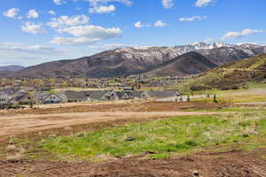 Property view of mountains with a residential view