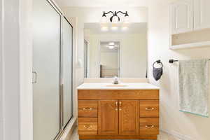 Basement bathroom with standing shower