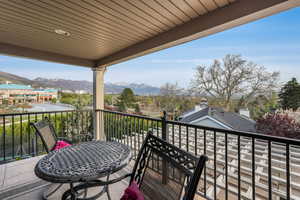Balcony with a mountain view
