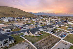 Aerial view at dusk with a mountain view and a residential view
