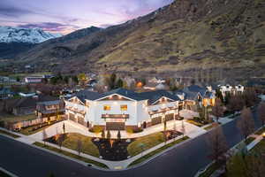 View of mountain backdrop with nearby suburban area