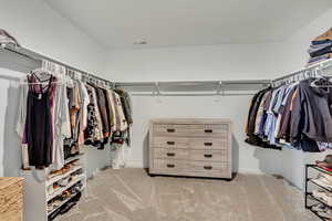 Spacious closet with visible vents and carpet flooring