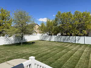 View of yard featuring a fenced backyard