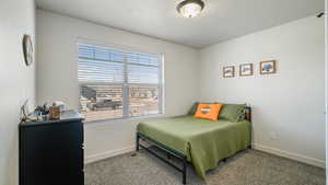 Bedroom with baseboards and carpet floors