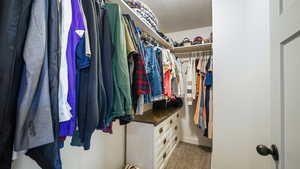 Spacious closet featuring carpet floors
