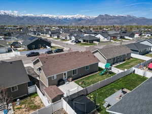 Birds eye view of property with a mountain view and a residential view