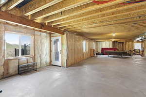 Unfinished basement w outside exit