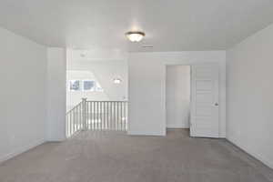 Additional living space with baseboards, carpet flooring, and visible vents