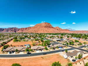 Aerial view featuring a mountain view and a residential view
