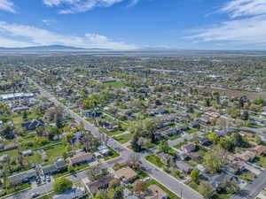 Aerial view featuring a mountain view