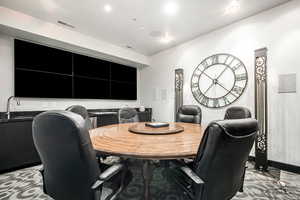 Dining space featuring visible vents and recessed lighting