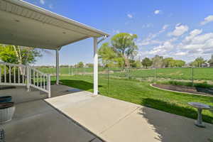 View of patio and yard