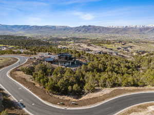 Birds eye view of property with a mountain view