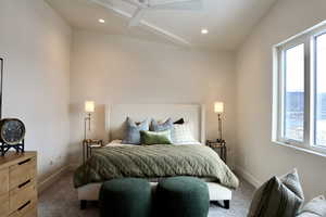 Bedroom featuring carpet floors and recessed lighting