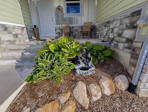 Front Porch, Details featuring stone siding