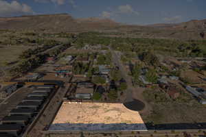 Aerial view featuring a mountain view
