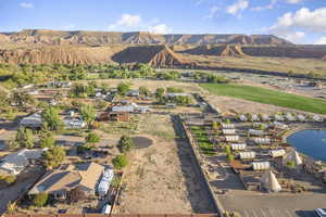 Aerial view featuring a mountain view