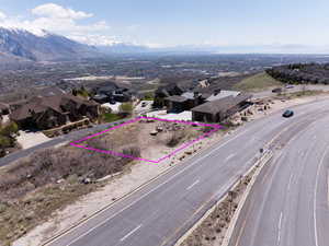 Drone / aerial view with a mountain view and a residential view