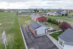 Drone / aerial view with a mountain view and a residential view